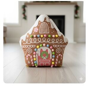 NEW Cupcakes & Cashmere Christmas Gingerbread House Pillow Holiday Decor